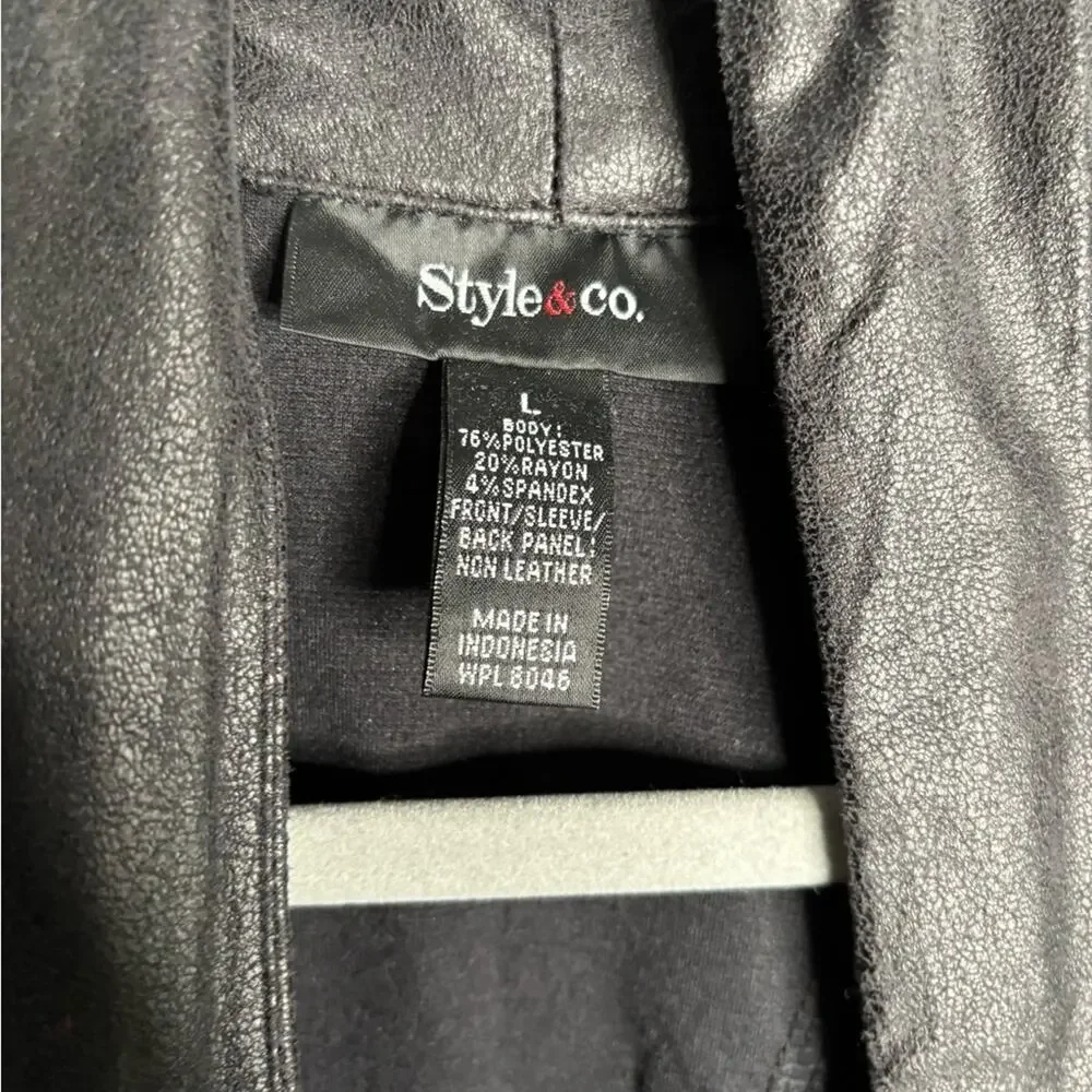 Style & Co Black Drapey Open Front Blazer Large